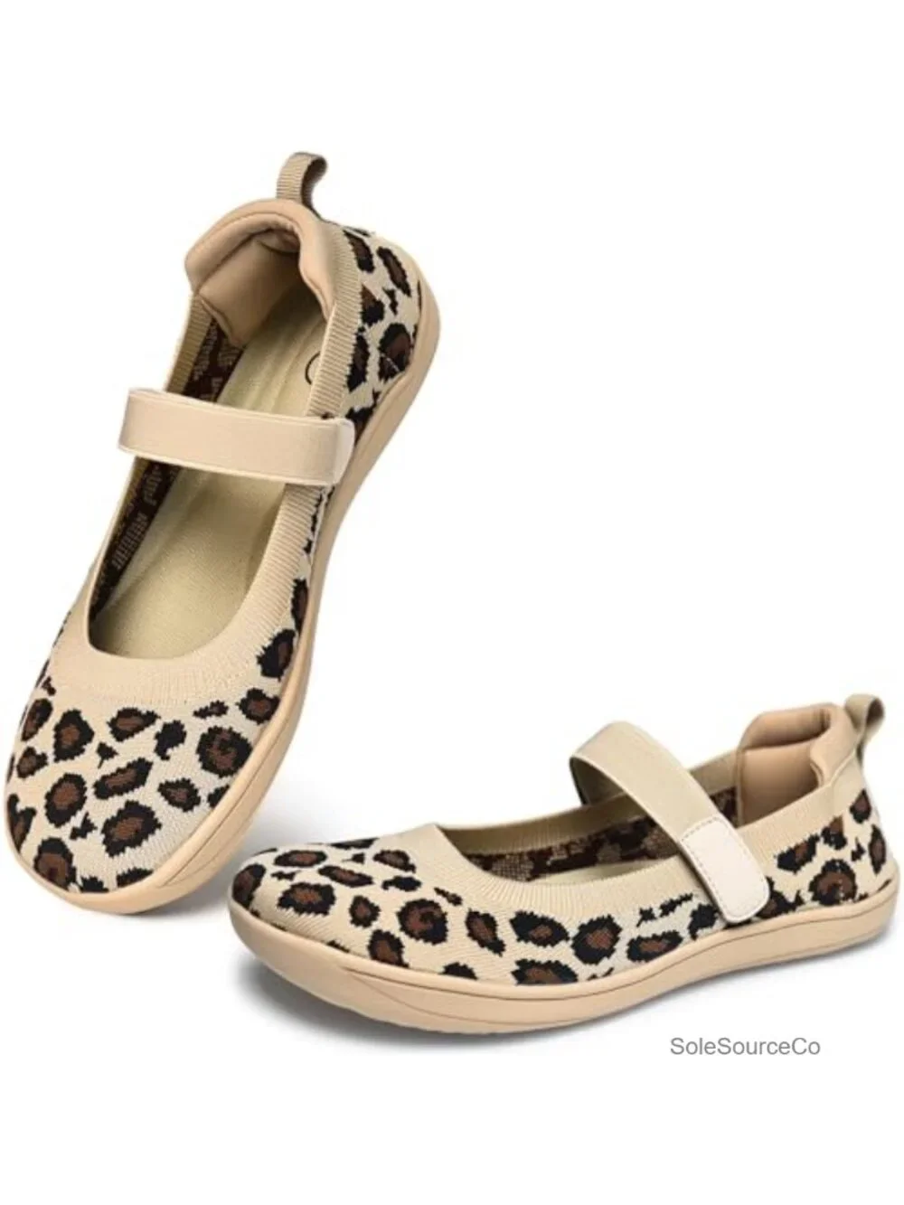 Womens Wide Toe Box Barefoot Ballet Flats Slip On Knit Mary Jane Shoes